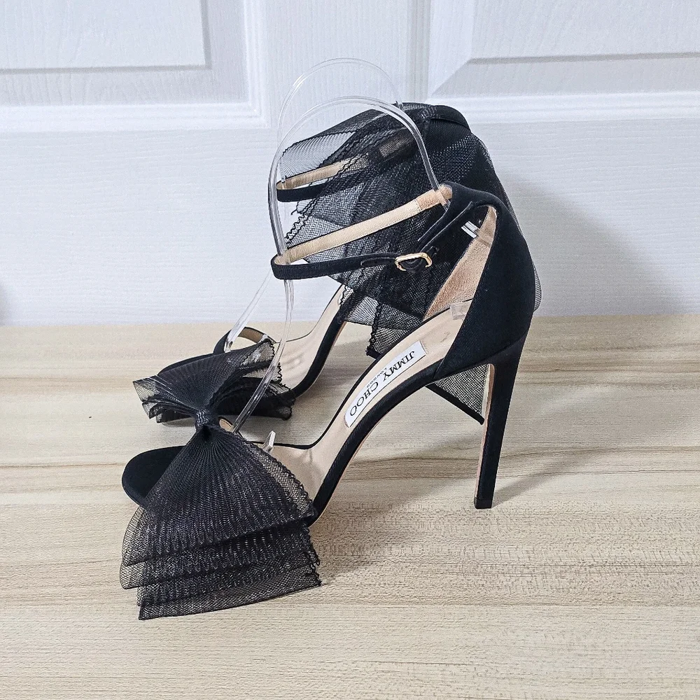 Jimmy Choo Aveline 100 Bow Ankle Strap Sandals Heels Size 40.5/10.5 - Picture 11 of 16